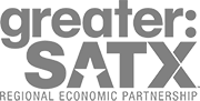 Logo for Greater: SATX Regional Economic Partnership, featuring greater: SATX in large bold letters and REGIONAL ECONOMIC PARTNERSHIP below—representing San Antonio’s growth and premier Class A office space opportunities.