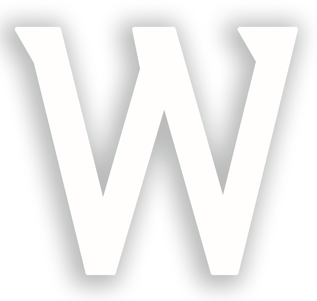 A large, bold white letter W with a soft gray drop shadow on a light gray background, evoking the modern elegance of Class A office space San Antonio.